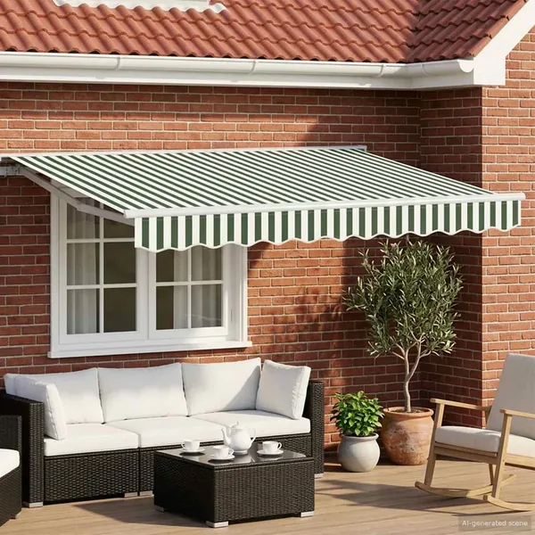 Auvent rétractable électrique Vert et blanc 2,5 x 2 m