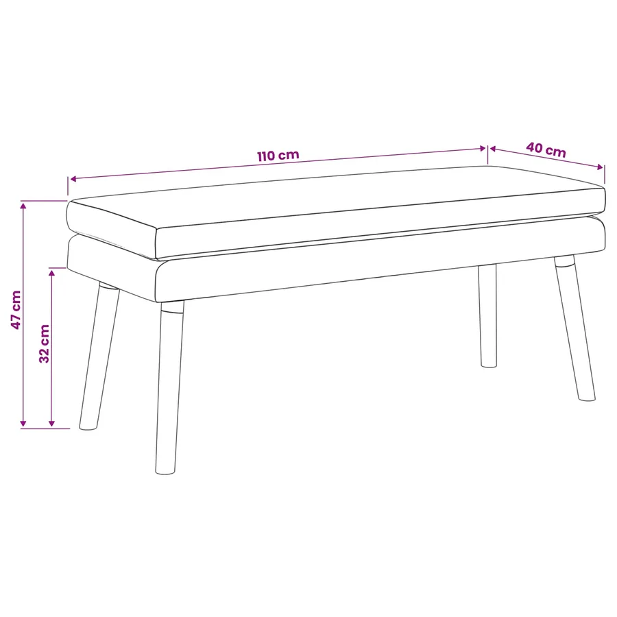 Banc à double couche Jaune clair 110 x 40 x 47 cm Tissu - 9
