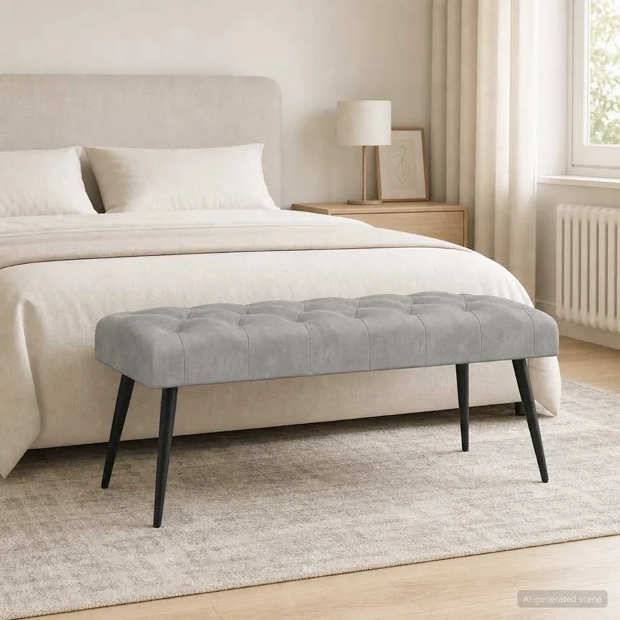 Banc avec capitonnage bouton Gris clair 110 x 40 x 46 cm