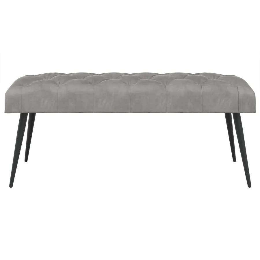 Banc avec capitonnage bouton Gris clair 110 x 40 x 46 cm - 5