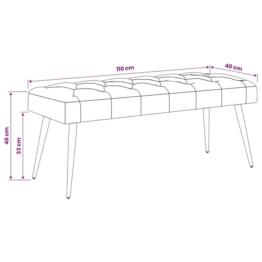 Banc avec capitonnage bouton Gris clair 110 x 40 x 46 cm - 9