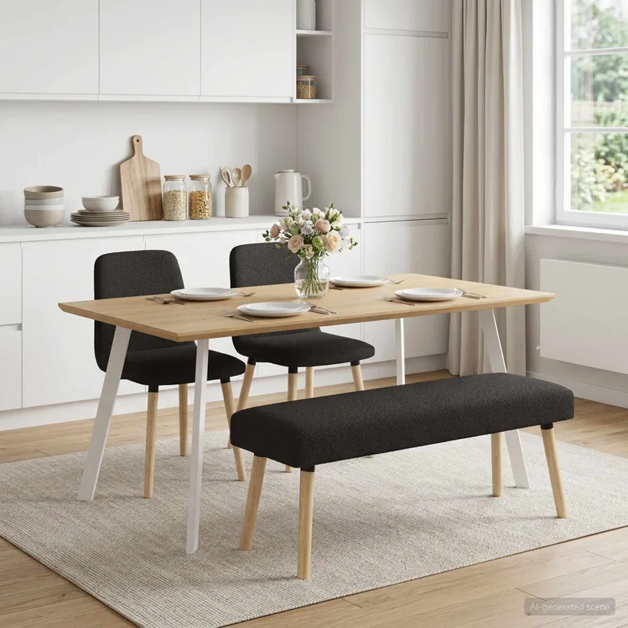 banc Uni Noir 110 x 40 x 46 cm Bouclé