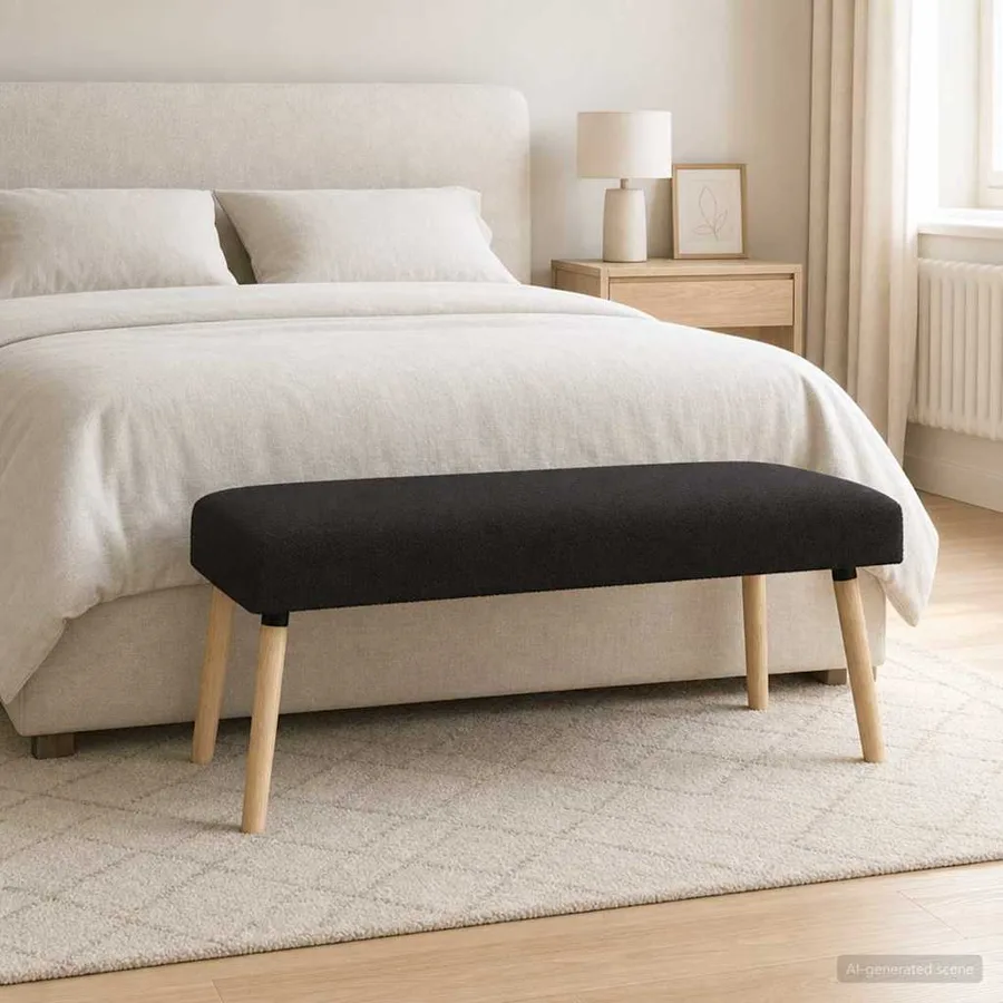 banc Uni Noir 110 x 40 x 46 cm Bouclé - 3