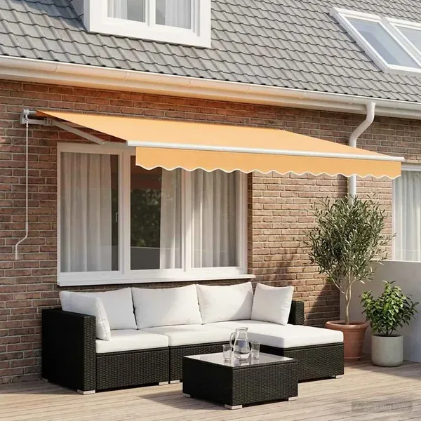 Auvent rétractable Sable 3,5 x 2,5 m Polyester et Aluminium