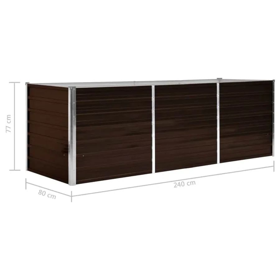 Lit surélevé de jardin Marron 240x80x77 cm Acier galvanisé - 8