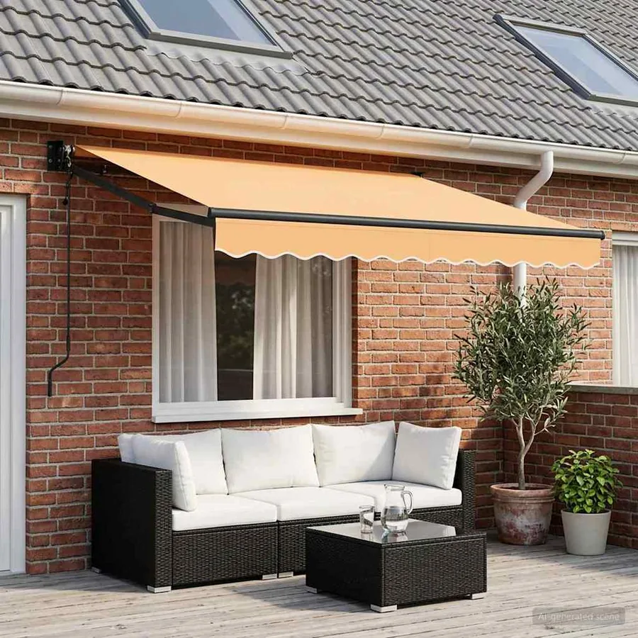 Auvent rétractable Sable 3,5 x 2,5 m Polyester et métal