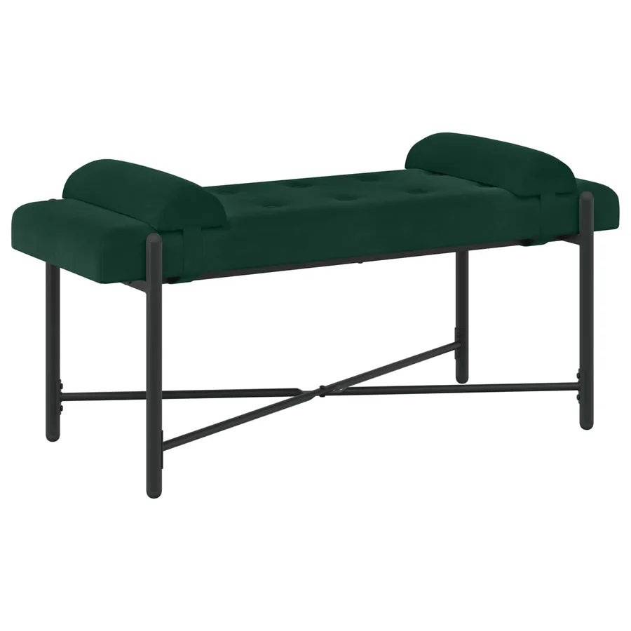 Banc capitonné à boutons avec coussins Vert foncé Velours - 2