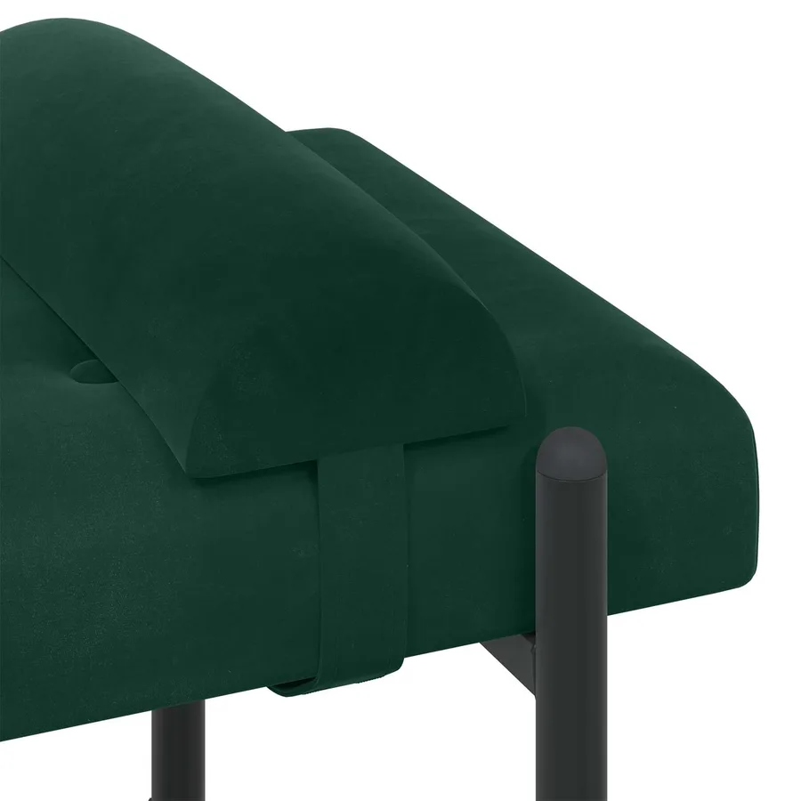 Banc capitonné à boutons avec coussins Vert foncé Velours - 7