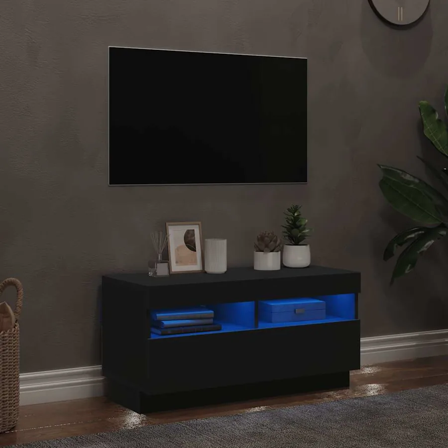 Meuble TV avec lumières LED noir 80x35x40 cm