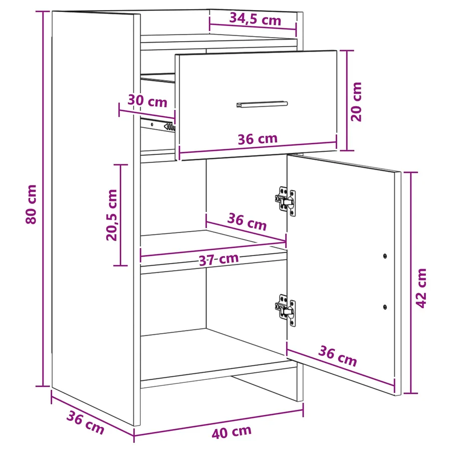 Buffet Blanc 40 x 36 x 80 cm Bois d'ingénierie - 8