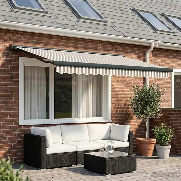 Auvent rétractable Gris clair et blanc 350 x 250 cm