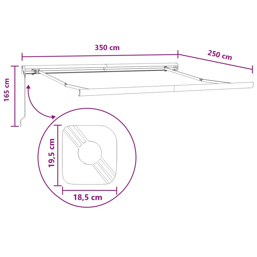 Auvent rétractable Gris clair et blanc 350 x 250 cm - 7
