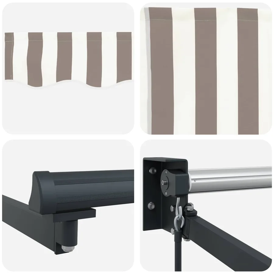 Store rétractable manuel avec LEDs Gris clair et blanc - 5