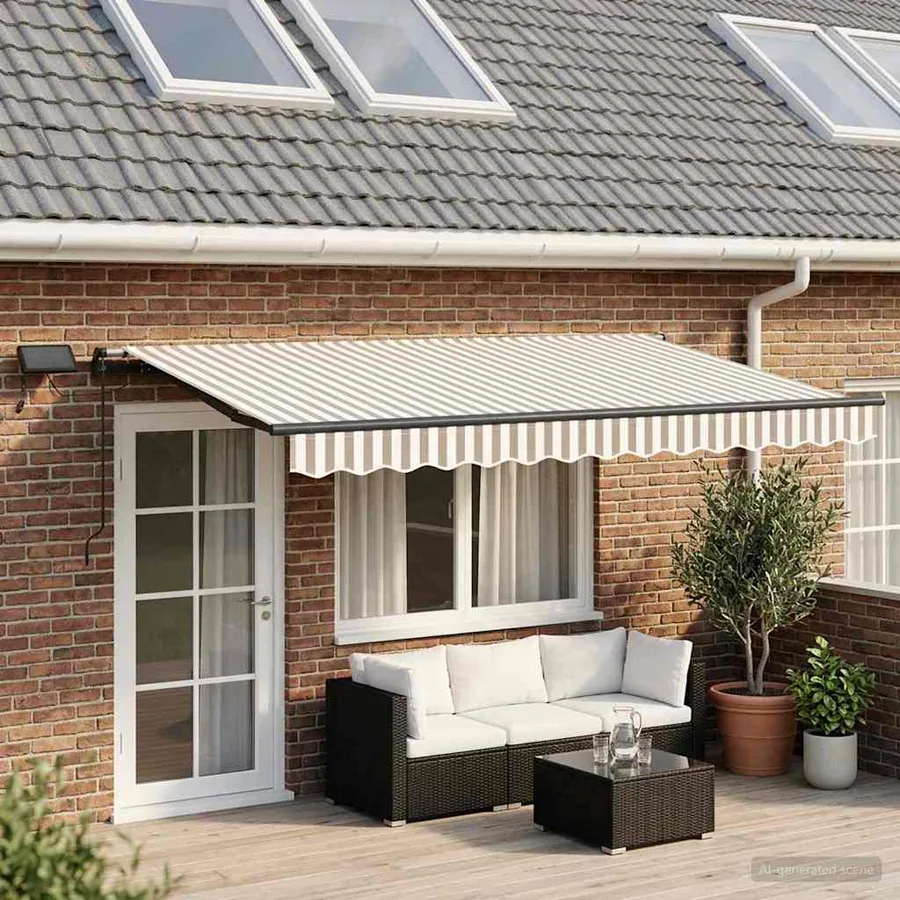 Auvent rétractable Gris clair et blanc 500 × 300 cm - 3
