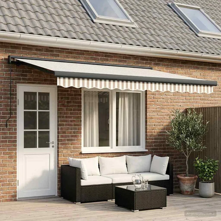 Auvent rétractable Gris clair et blanc 500 × 300 cm