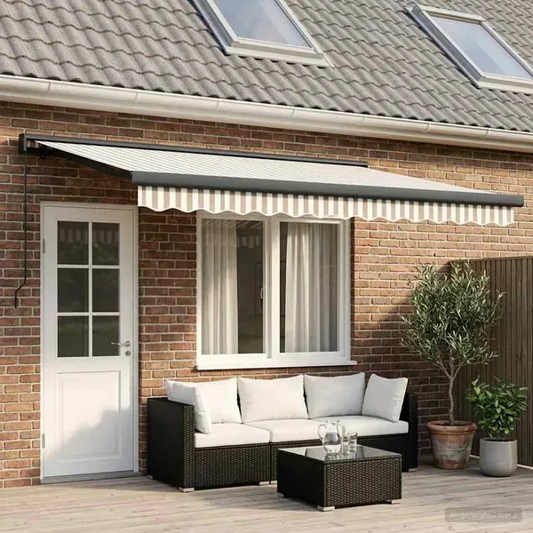 Auvent rétractable Gris clair et blanc 500 × 300 cm