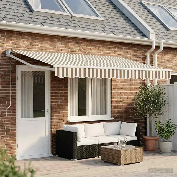 Auvent rétractable Gris clair et blanc 5 x 3 m