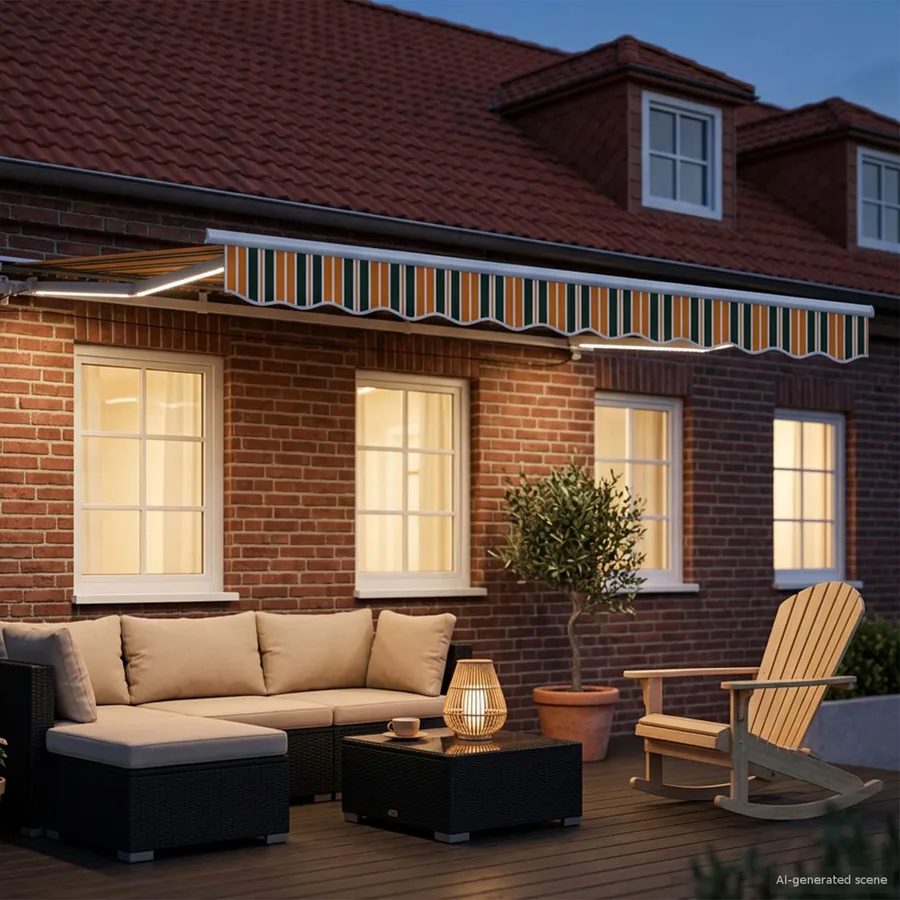 Auvent rétractable électrique Vert, Jaune, Blanc 2,5 x 2 m - 3