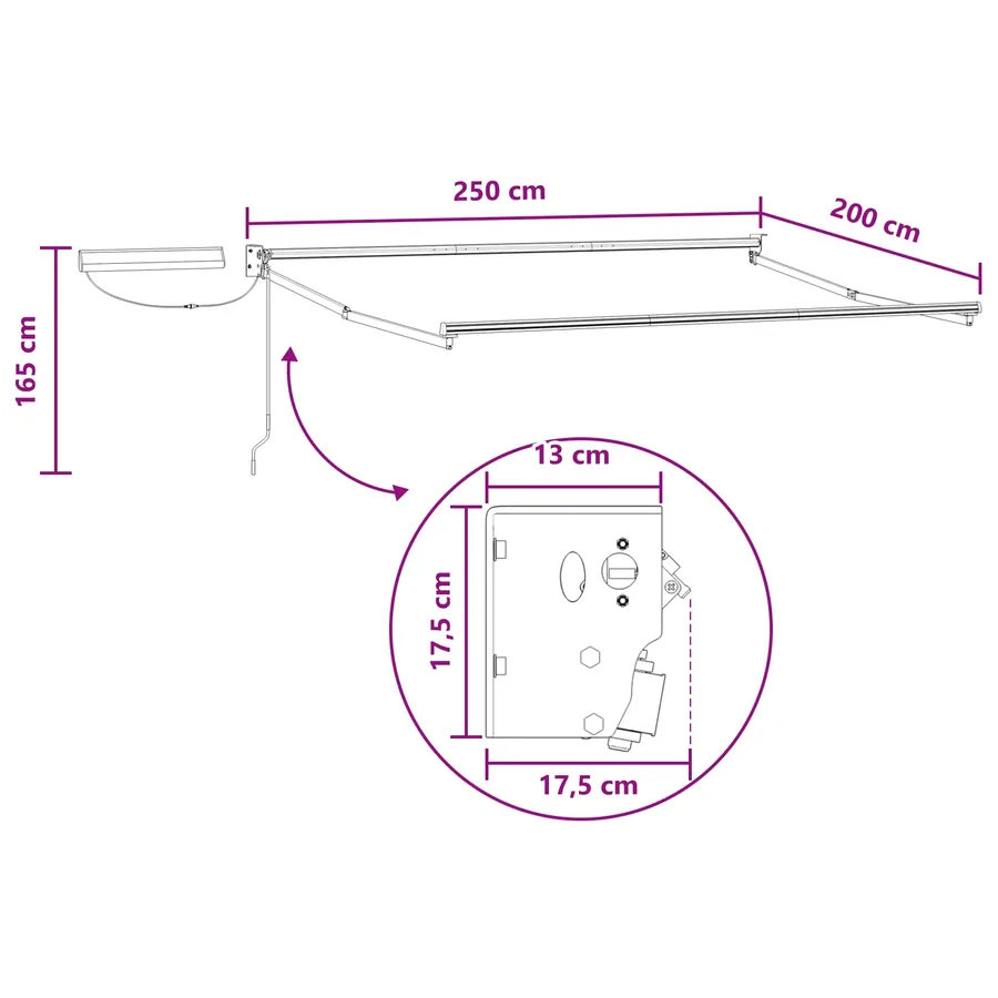 Auvent rétractable électrique Sable 100% Polyester et Aluminium - 9