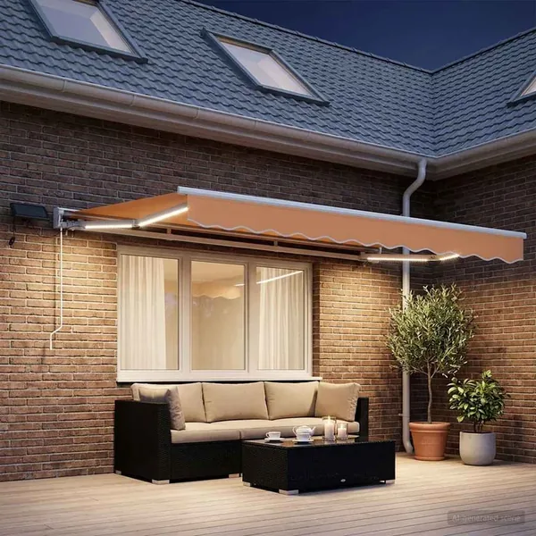 Cadre de store manuel avec LEDs Sable 2,5 x 2 m