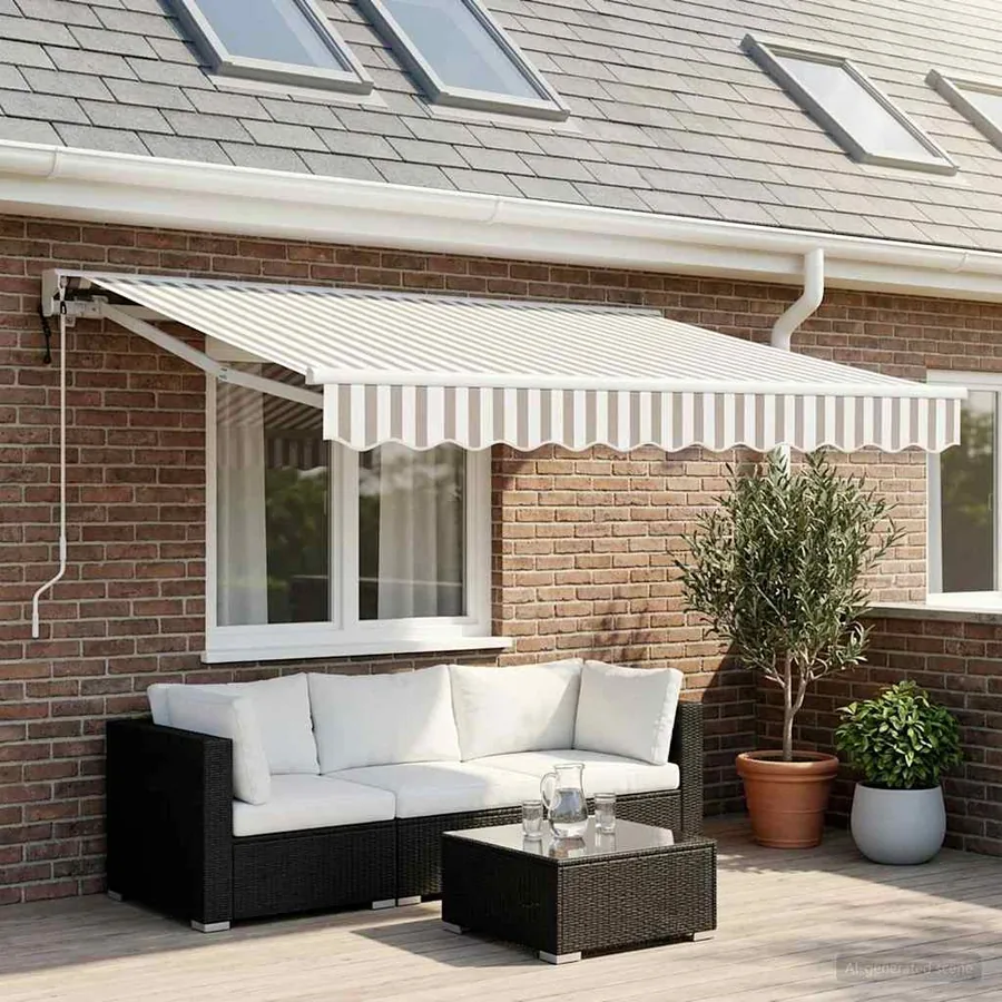 Auvent rétractable Gris clair et blanc 3 x 2 m