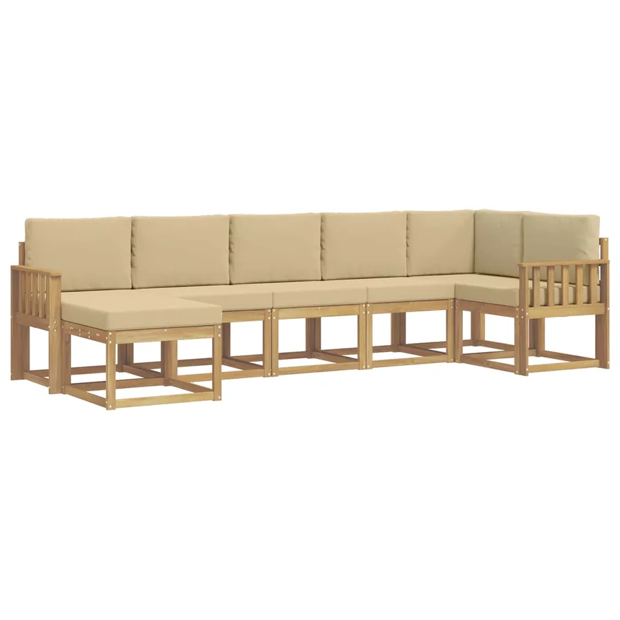 Ensemble de canapés d'extérieur 7 pcs Blanc et Beige Polyester - 2