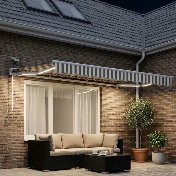 Auvent rétractable électrique Gris clair et blanc 3 x 2 m