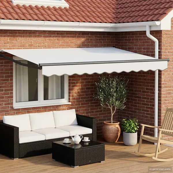 Auvent rétractable Blanc 2,5 x 2 m Polyester et métal