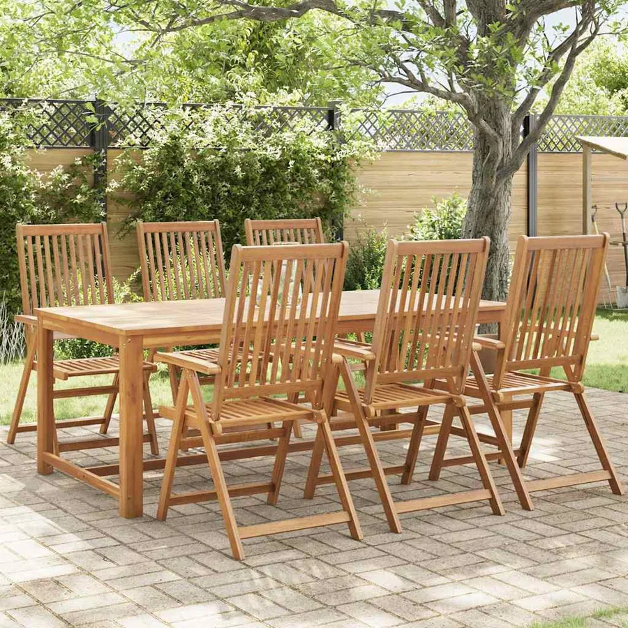 Chaises pliables de jardin lot de 6 Bois d'acacia solide - 3