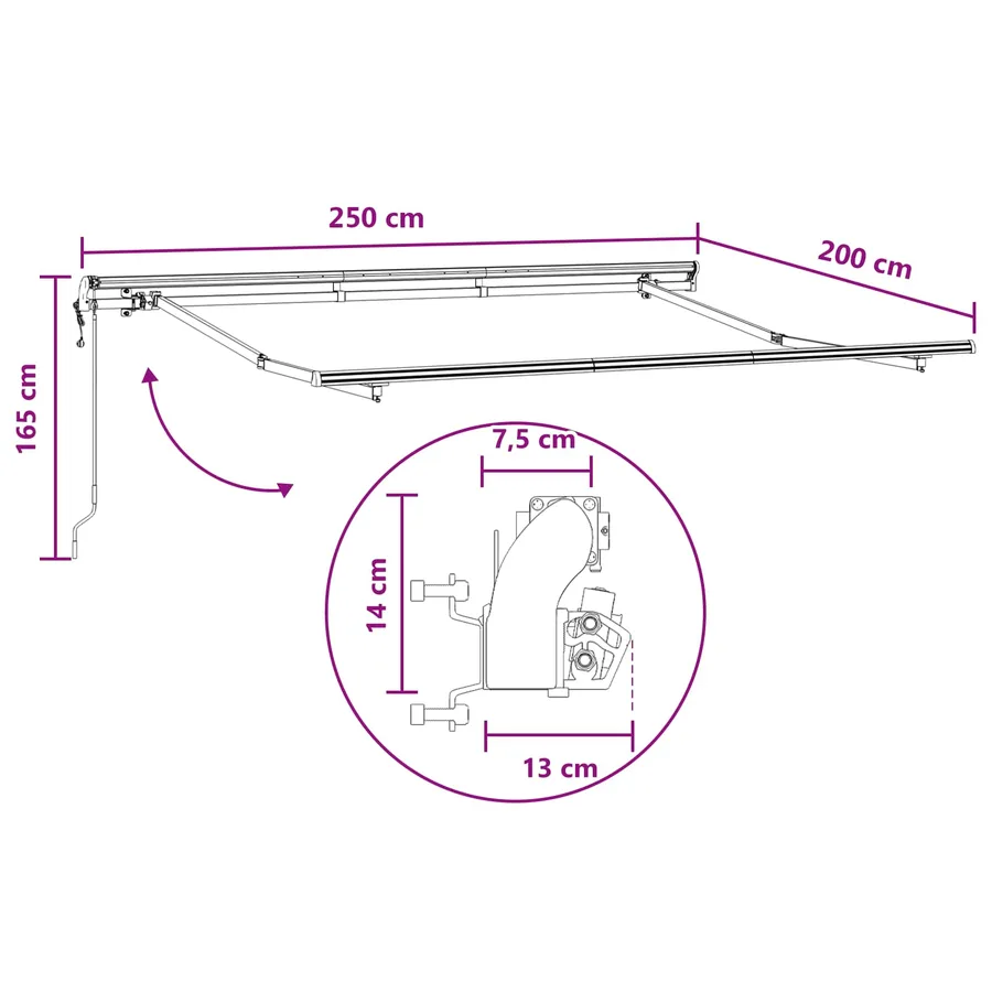 Auvent Rétractable Sable 2,5 x 2 m tissu - 8