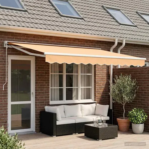 Auvent rétractable manuel Sable 4,5 × 3,5 m