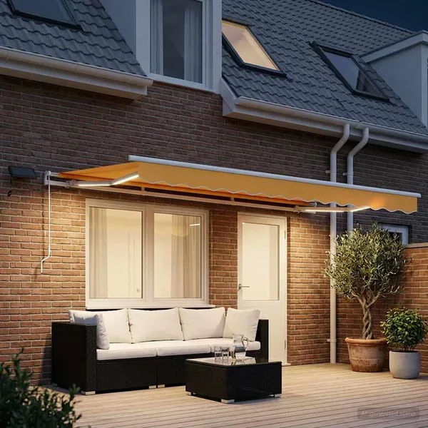 Auvent rétractable Sable 450 × 350 cm Tissu et Aluminium