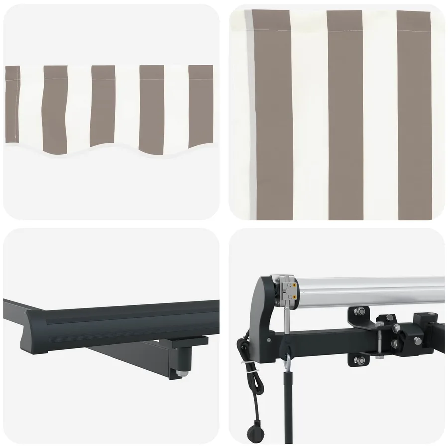 Auvent rétractable Gris clair et blanc 600 × 350 cm Polyester - 6
