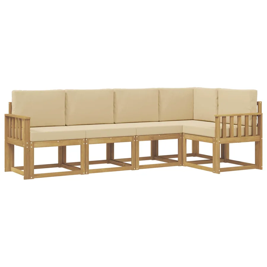 Ensemble de canapés d'extérieur 5 pcs Blanc et Beige - 2