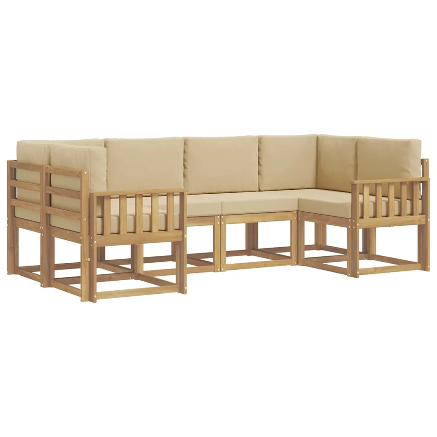 Ensemble de canapés d'extérieur 6 pcs Blanc et Beige - 2