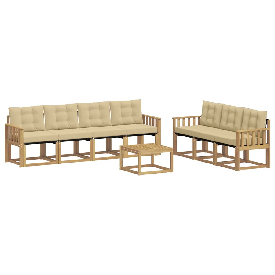 Ensemble de canapés d'extérieur 8 pcs Blanc et Beige - 2