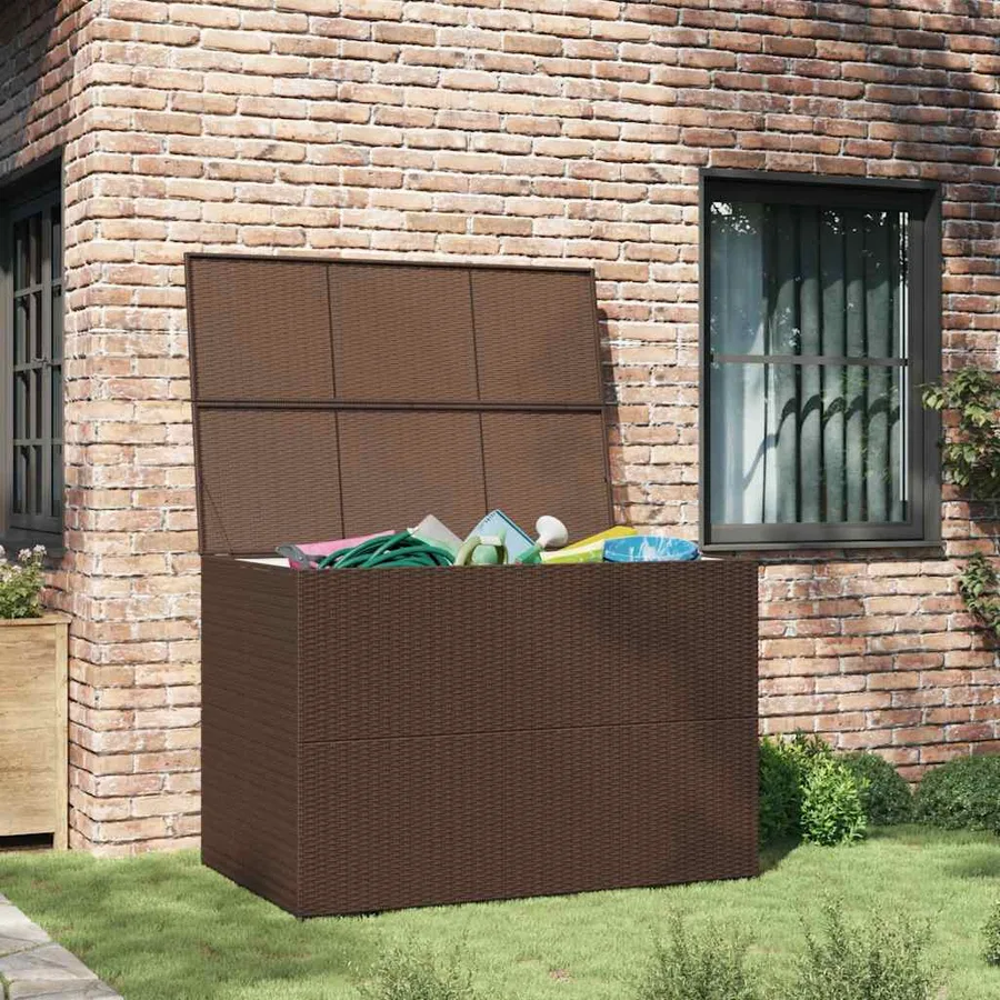 Boîte de stockage de jardin marron 150x100x100cm Résine tressée - 3