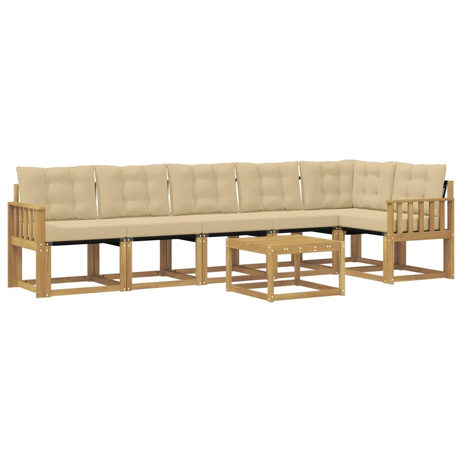 Ensemble de canapés d'extérieur 7 pcs Blanc et Beige - 2