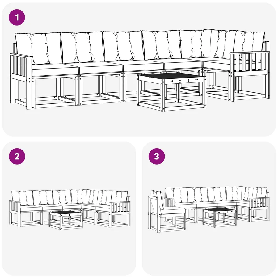 Ensemble de canapés d'extérieur 7 pcs Blanc et Beige - 9