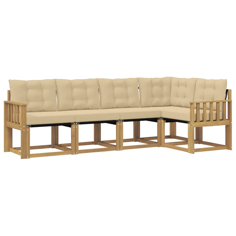 Ensemble de canapés d'extérieur 5 pcs Blanc et Beige - 2