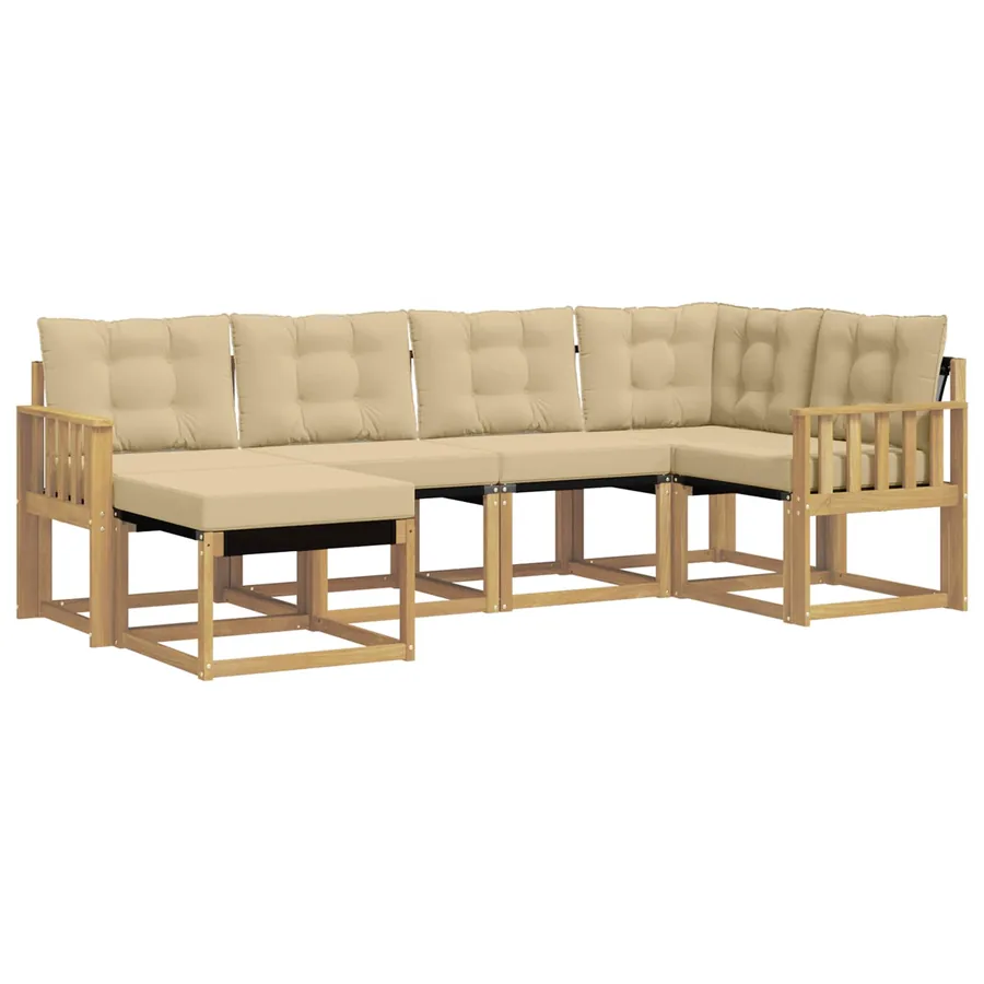 Ensemble de canapés d'extérieur 6 pcs Blanc et Beige - 2