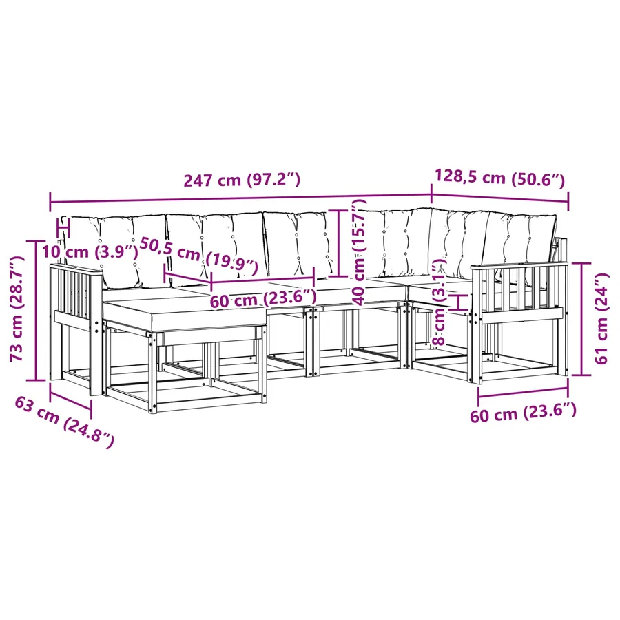 Ensemble de canapés d'extérieur 6 pcs Blanc et Beige - 8