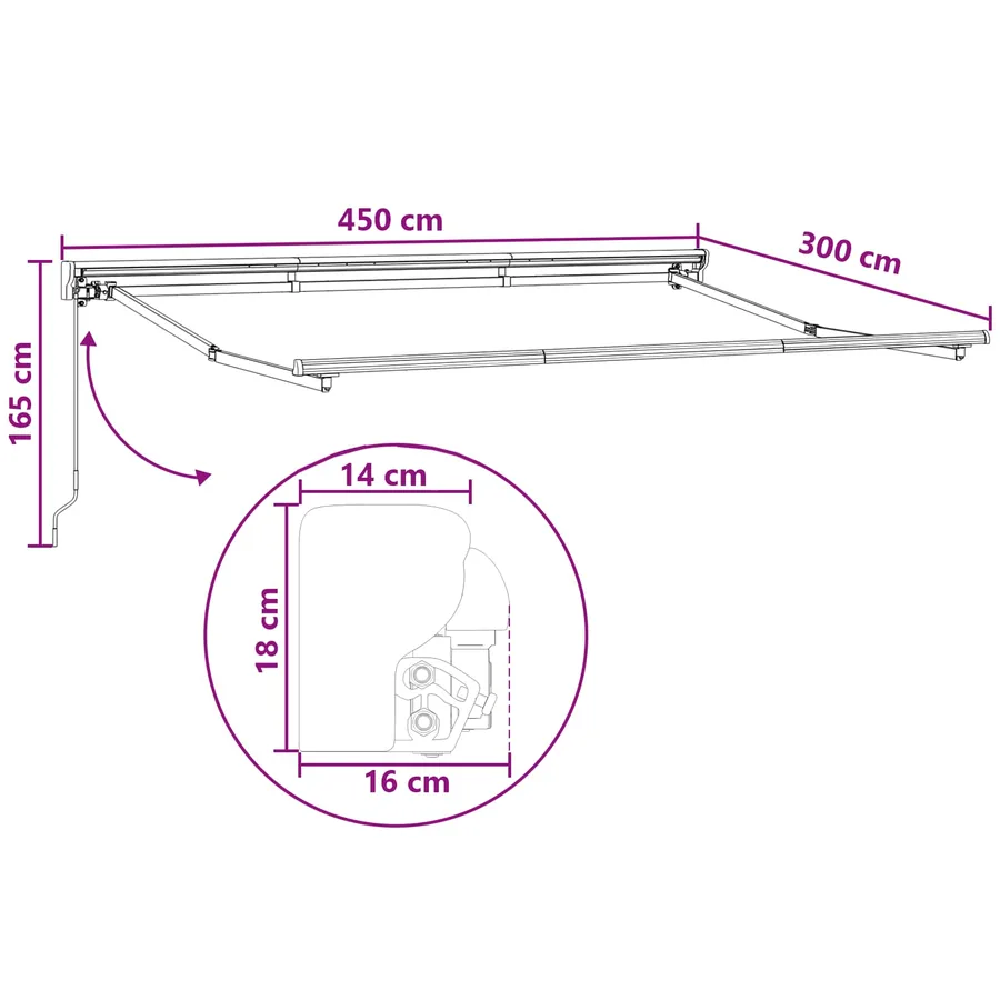 Auvent rétractable manuel Sable 4,5 × 3 m - 7