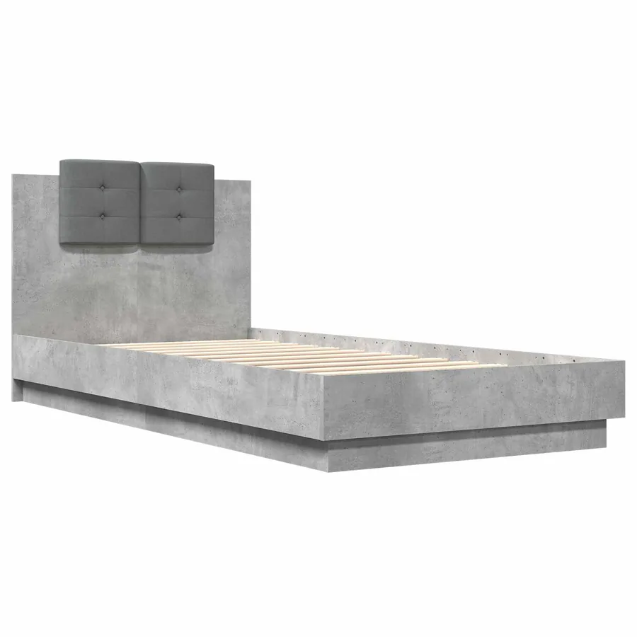 Cadre de lit avec LED Gris béton 80 x 200 cm Bois d'ingénierie - 4