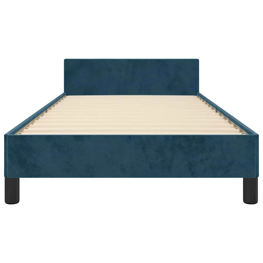 Cadre de lit sans matelas bleu foncé 90x190 cm velours - 6