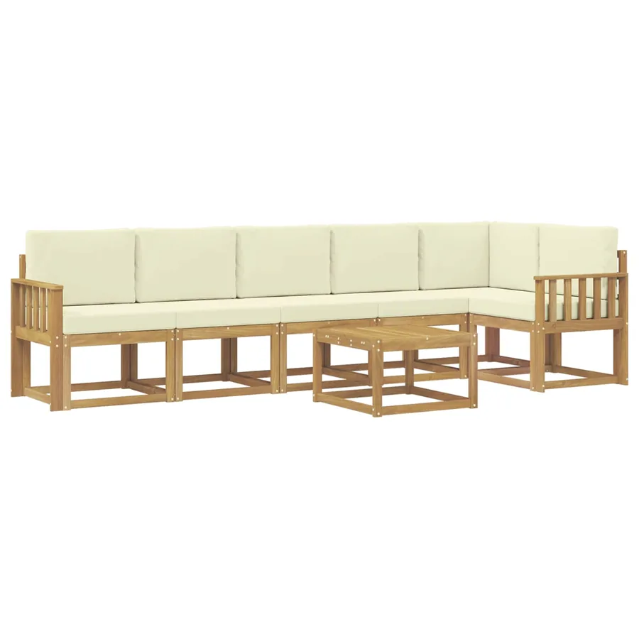 Ensemble de canapés d'extérieur 7 pcs Blanc et crème Polyester - 2