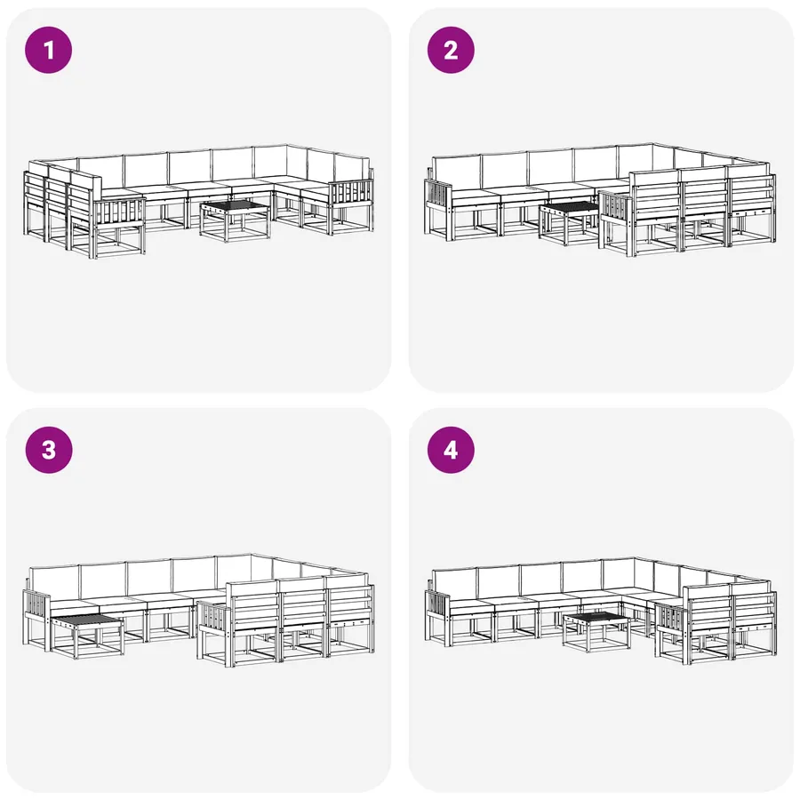 Ensemble de canapés d'extérieur 11 pcs Blanc et anthracite - 7