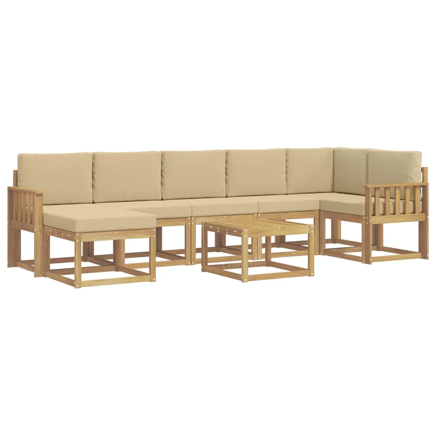 Ensemble de canapés d'extérieur 8 pcs Blanc et Beige Polyester - 2