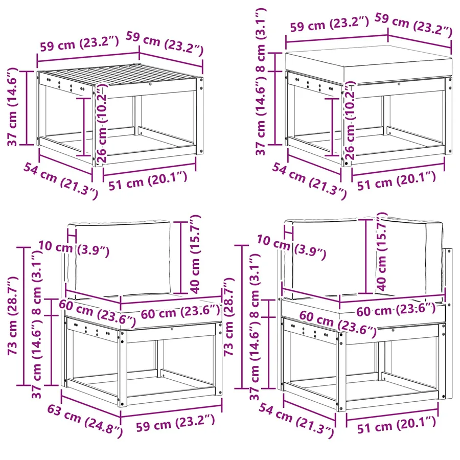 Ensemble de canapés d'extérieur 8 pcs Blanc et Beige Polyester - 8