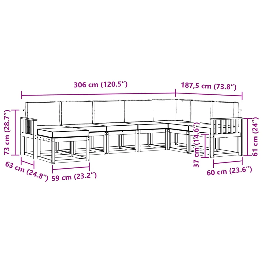 Ensemble de canapés d'extérieur 8 pcs Blanc et crème - 7
